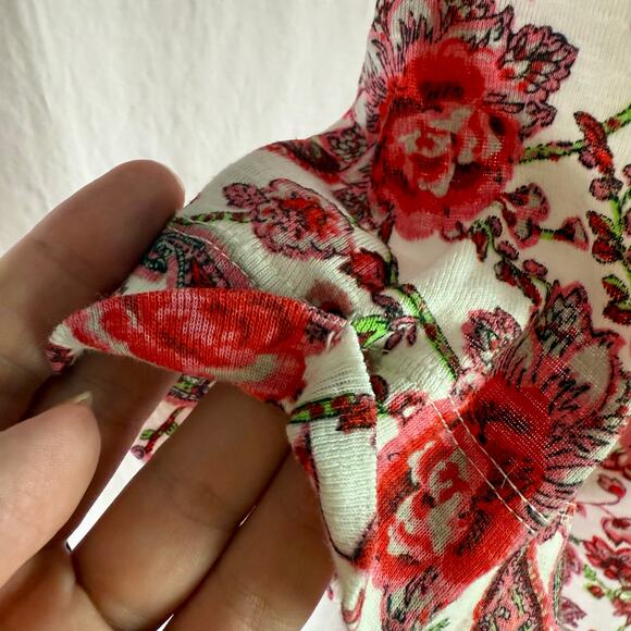 Philosophy Women's XL White 100% Pima Cotton S/S Floral Paisley V Neck Shirt - Picture 6 of 8